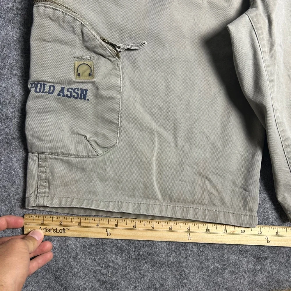 US Polo Assn Cargo Shorts Khaki Tan Baggy Skater Y2K Retro Size 36